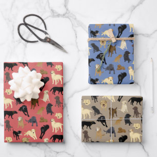 Lotsa Labs - rood, geelbruin, denim blauw Inpakpapier Vel