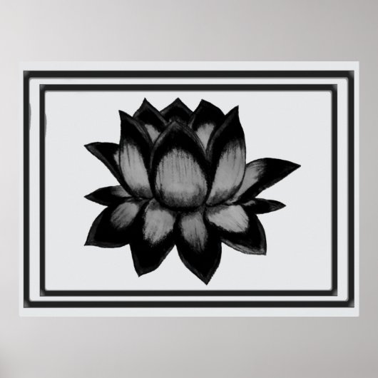 Lotus Black Grey Print,  Poster (Semi-Gloss) (Devant)