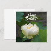 Lotus blanc avec mot Bonne carte postale Anniversa (Devant / Derrière)