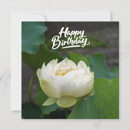 Lotus blanc avec mot Bonne carte postale Anniversa (Devant)