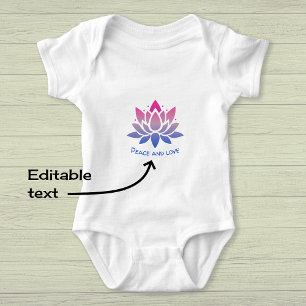 Lotus bloem blauw roze aangepaste tekst romper