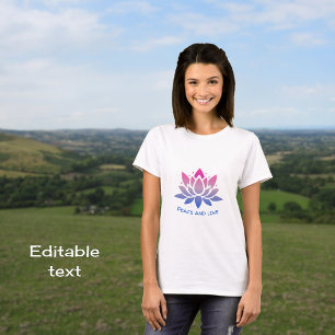 Lotus bloem blauw roze aangepaste tekst t-shirt