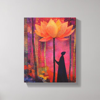 Lotus bloem en engelachtig canvas afdruk