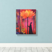 Lotus bloem en engelachtig canvas afdruk (Insitu (Houten vloer))