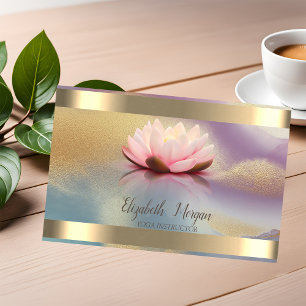 Lotus Bloem Gouden Streep Kleurig Yoga Visitekaartje