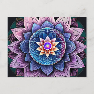 Lotus Bloem Heilige Geometrie Keelchakra Reiki Briefkaart