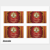 Lotus bloem Hind bordeaux goud Indische brokaat Rechthoekige Sticker (Vel)