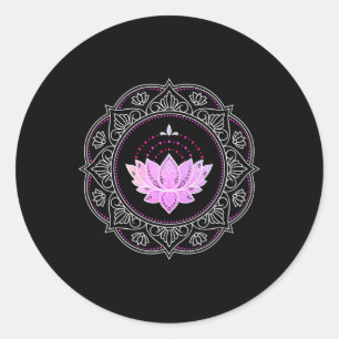 Lotus Bloem Mandala Yoga Lotus Ontwerp Lotus Bloem Ronde Sticker