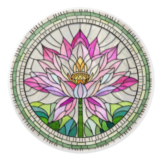 Lotus Bloem Mozaïek Kunst Keramische Knop (Voorkant)