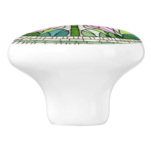 Lotus Bloem Mozaïek Kunst Keramische Knop (Zijkant)