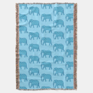 Lotus bloem olifant patroon, turquoise deken