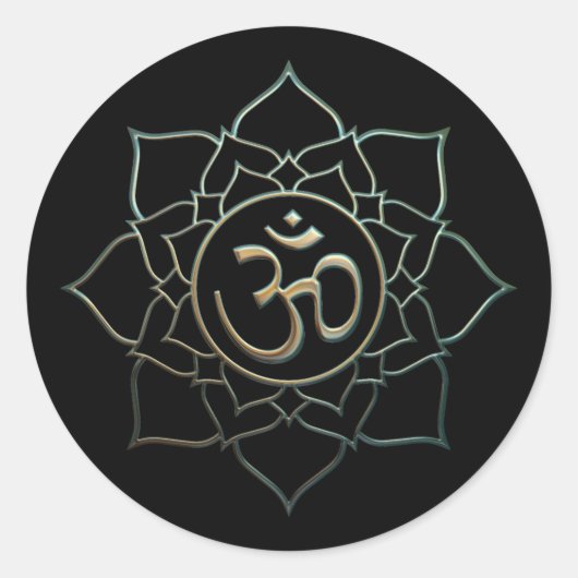 Lotus Bloem OM Ronde Sticker (Voorkant)