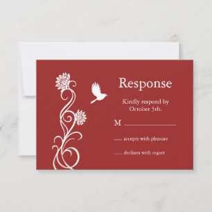 Lotus Bloem RSVP (rood) Kaartje