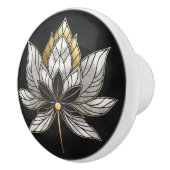 Lotus Bloem - Zwart, Parel en Goud Keramische Knop (Rechts)