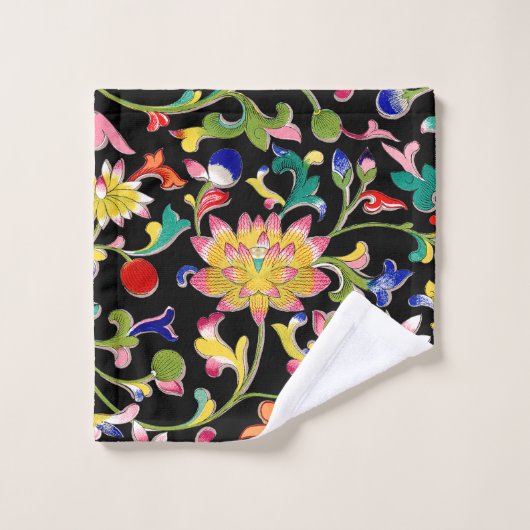 Lotus bloemen en wijnstokken bad handdoek (Wasdoekje)