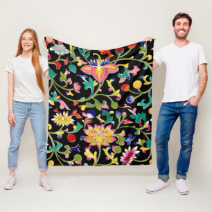 Lotus bloemen en wijnstokken fleece deken