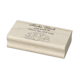 Lotus Bloemen Illustratie Naam Adres Rubberstempel