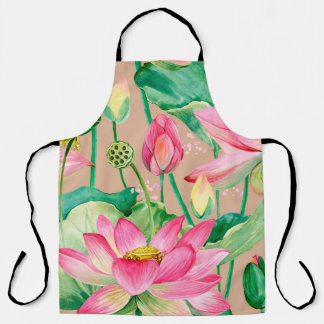 lotus bloemen naadloos patroon. waterverf botanisc schort