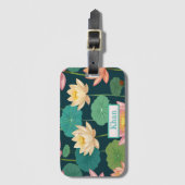 Lotus bloemen patroon digitale kunst / Gepersonali Bagagelabel (Voorkant (verticaal))