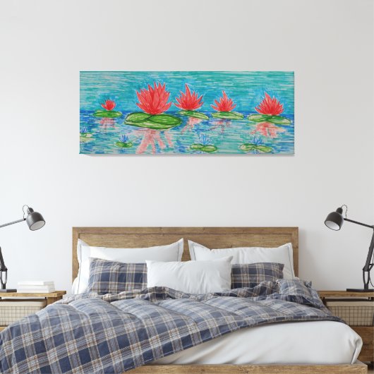 Lotus bloemen Tekening Single Canvas Afdruk (Insitu (Slaapkamer))