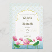 Lotus Bloemen Traditionele Huwelijksuitnodiging Kaart (Voorkant / Achterkant)