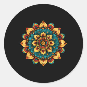 Lotus Bloemige Mandala Heilige Geometrie Patroon Ronde Sticker