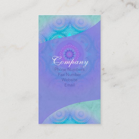 Lotus Bloom Turquoise Mandala ID129 Visitekaartje (Achterkant)