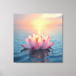 Lotus Blossom bij zonsopgang Canvas Afdruk