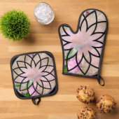 Lotus Blossom Bloemen Trivet en Pot Holder Set (Top down)