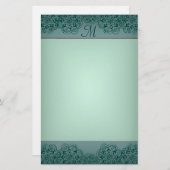 Lotus Blossom (Henna) (Blauwgroen) Briefpapier (Voorkant / Achterkant)