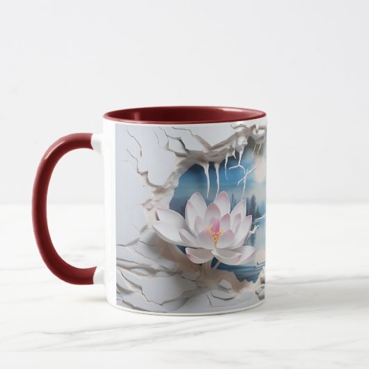 Lotus Blossom & Serene Lake Ceramic Coffee Mug ☕ (Gauche)