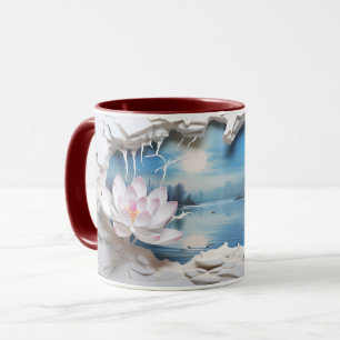Lotus Blossom & Serene Lake Ceramic Coffee Mug ☕