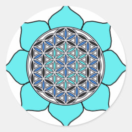 Lotus Blue2 Ronde Sticker