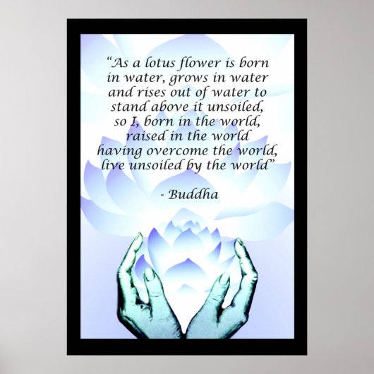 Lotus Bouddha Fleur Citation Bleu Poster 2 (Devant)