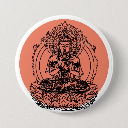 Lotus Buddha Ronde Button 7,6 Cm (Voorkant)