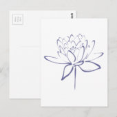 Lotus Calligraphy (blauw) Briefkaart (Voorkant / Achterkant)