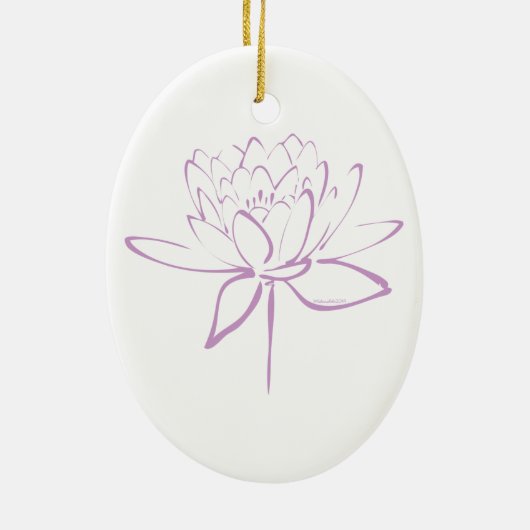 Lotus Calligraphy (Lavender) Keramisch Ornament (Achterkant)