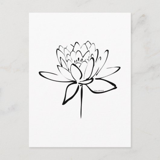 Lotus Calligraphy (zwart) Briefkaart (Voorkant)