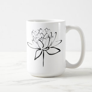 Lotus Calligraphy (Zwart) Koffiemok