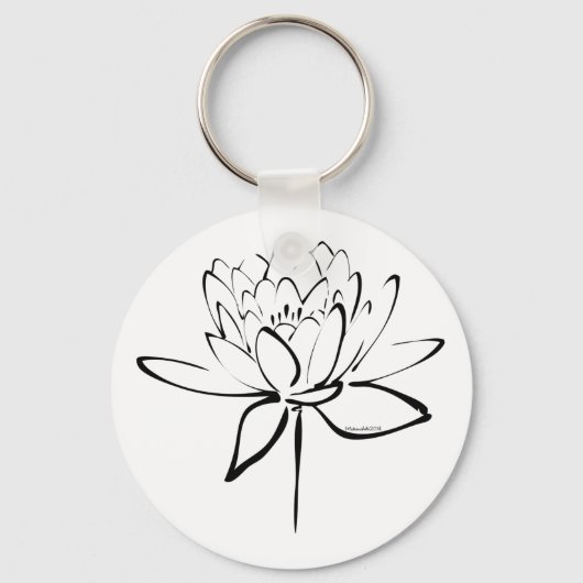 Lotus Calligraphy (zwart) Sleutelhanger (Voorkant)