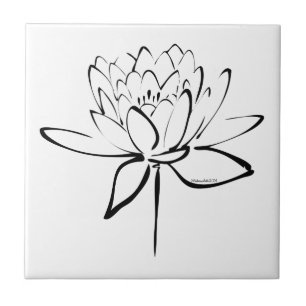 Lotus Calligraphy (zwart) Tegeltje