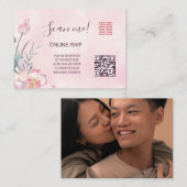 Lotus Chinese bruiloft QR Code RSVP Online Informatiekaartje (Voorkant / Achterkant)