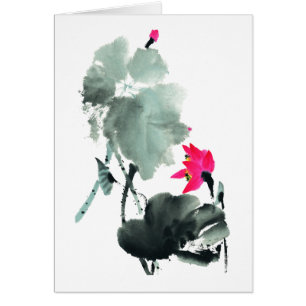 Lotus/Chinese penseelschilderende kunst/blanco kaa