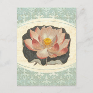  Lotus Damask Elegant Antiek Botanical Briefkaart