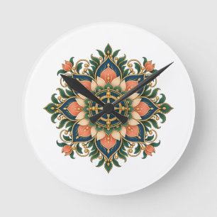 Lotus Dharma Wiel Mandala Meditatieklok Ronde Klok