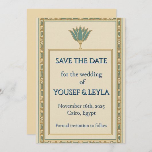 Lotus Égyptien Or Save the Date (Devant / Derrière)
