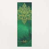 Lotus Emerald Gold Mandala Monogram Elegant Yogamat (Voorkant)