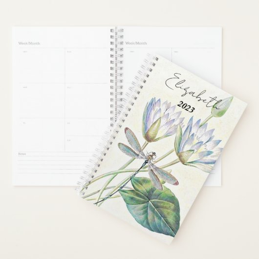 Lotus en libel gepersonaliseerd, jaar op maat planner (Display)