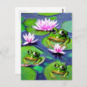 Lotus en Lily Pad Kikkers Briefkaart (Voorkant / Achterkant)