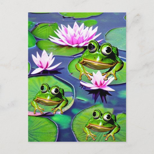 Lotus en Lily Pad Kikkers Briefkaart (Voorkant)